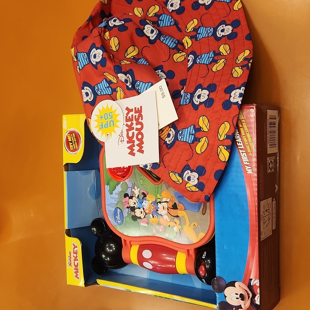 Disney Muckey Mouse Bundle, toddler reversible hat & learning book